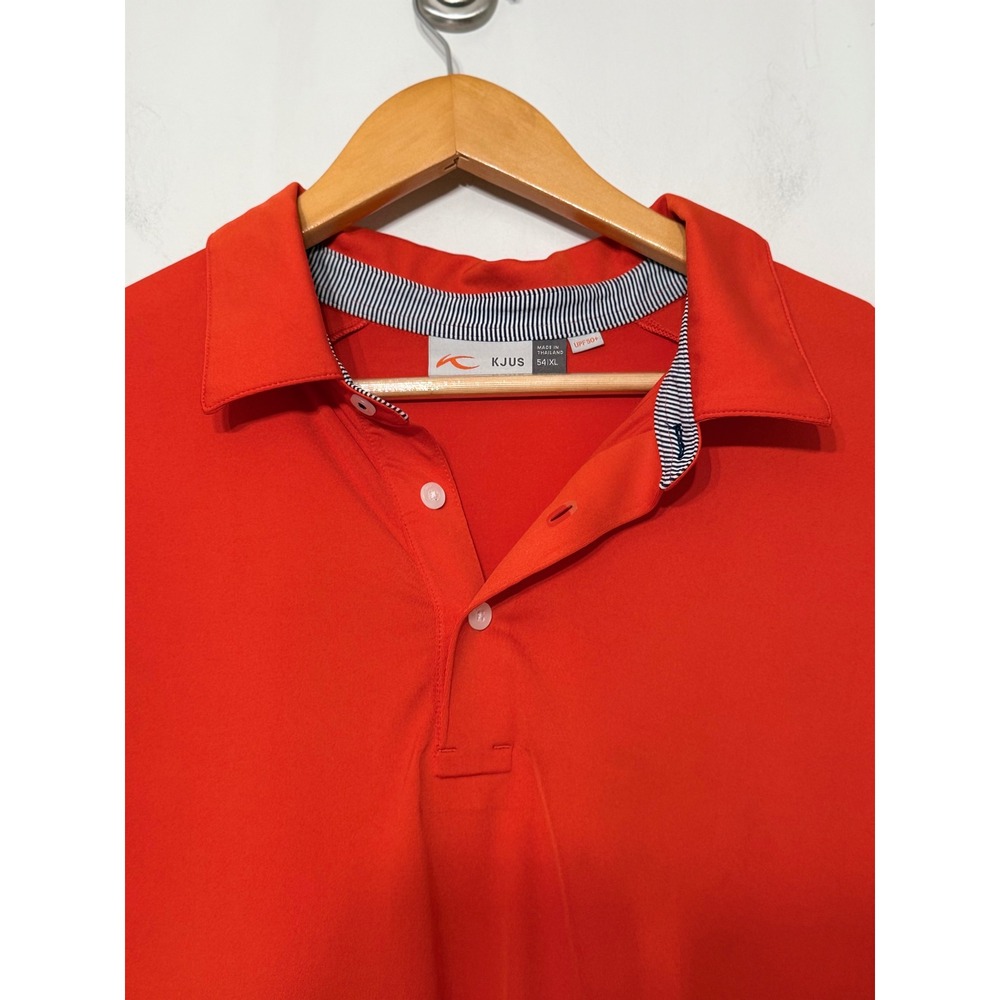 KJUS Men Soren Solid Polo S/S Orange Golf Shirt MG60-D10 Size 54 XL UPF 50+